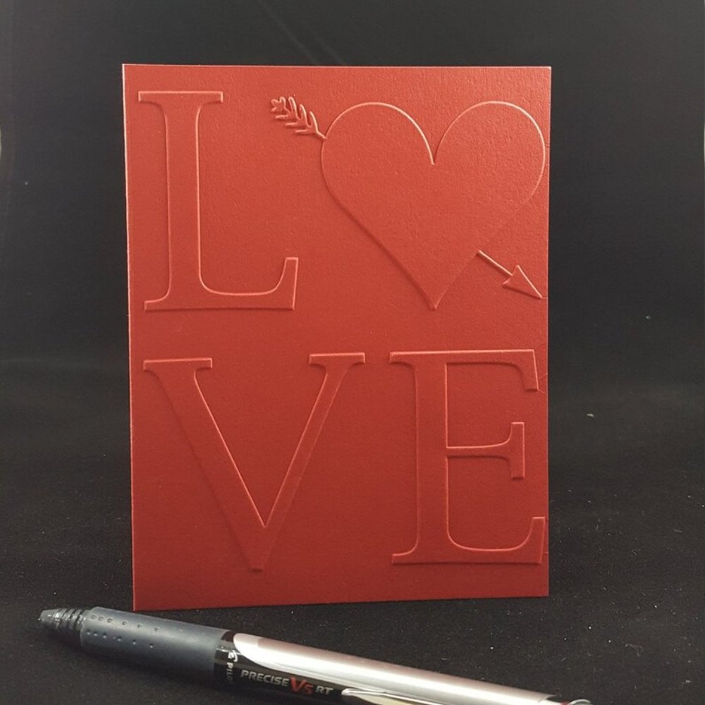 Love Note Cards, Set of 6, Embossed Note Cards, Love Embossed Cards and Envelope